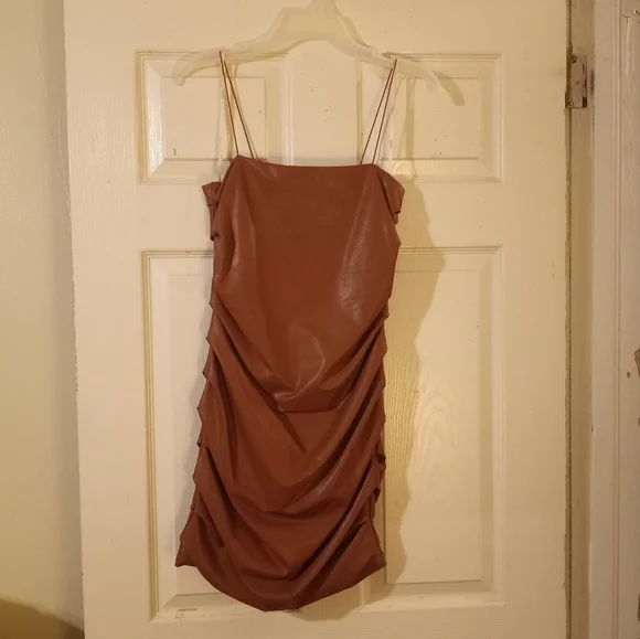 Forever 21 | Dresses | Forever 2 Brown Leather Mini Dress | Poshmark
